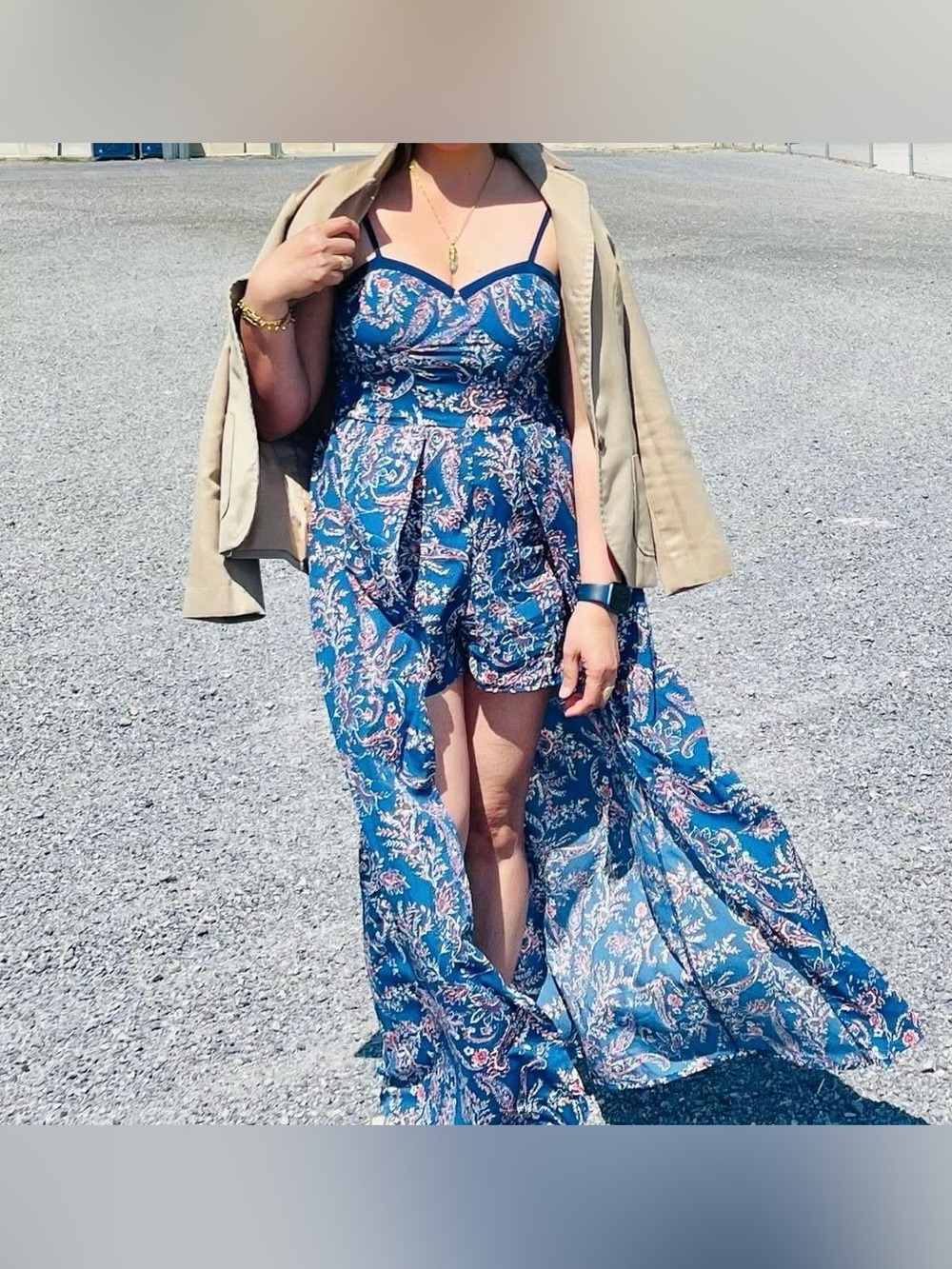 BAND OF GYPSIES Boho Peacock Style Floral Maxi Romper Short/Dress